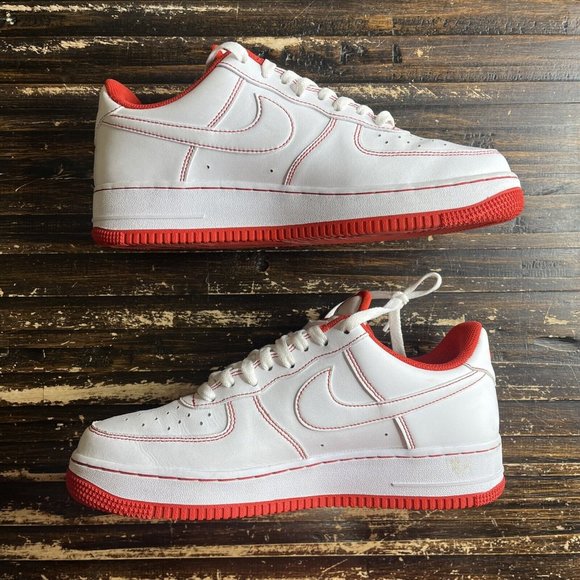 Nike Air Force 1 White University Red Contrast Stitch Men’s Size 9 - Picture 3 of 7